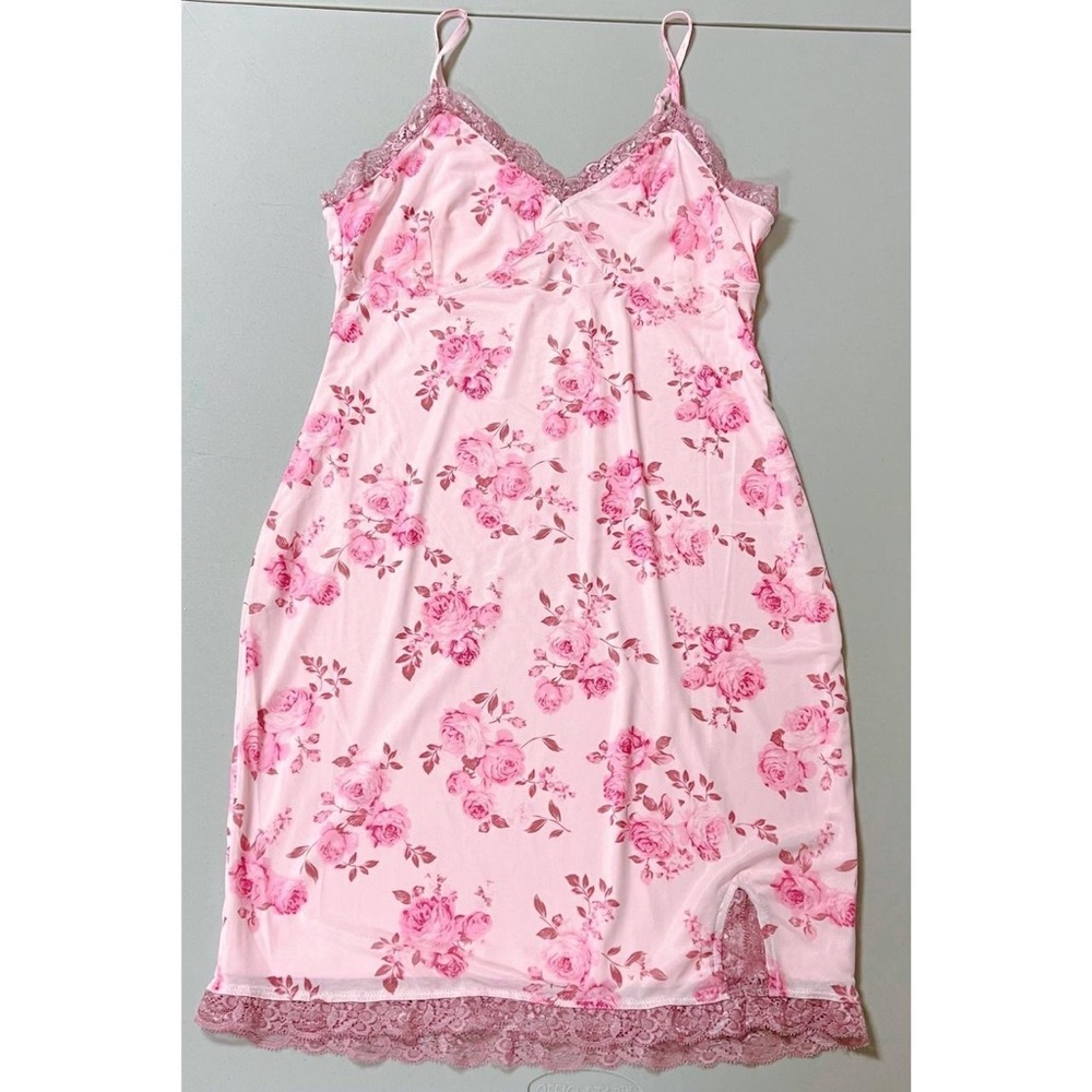 Pastel Pink Rose Roses Floral Lace Bodycon Mini Dress Size M 🌹✨ #lace #dress